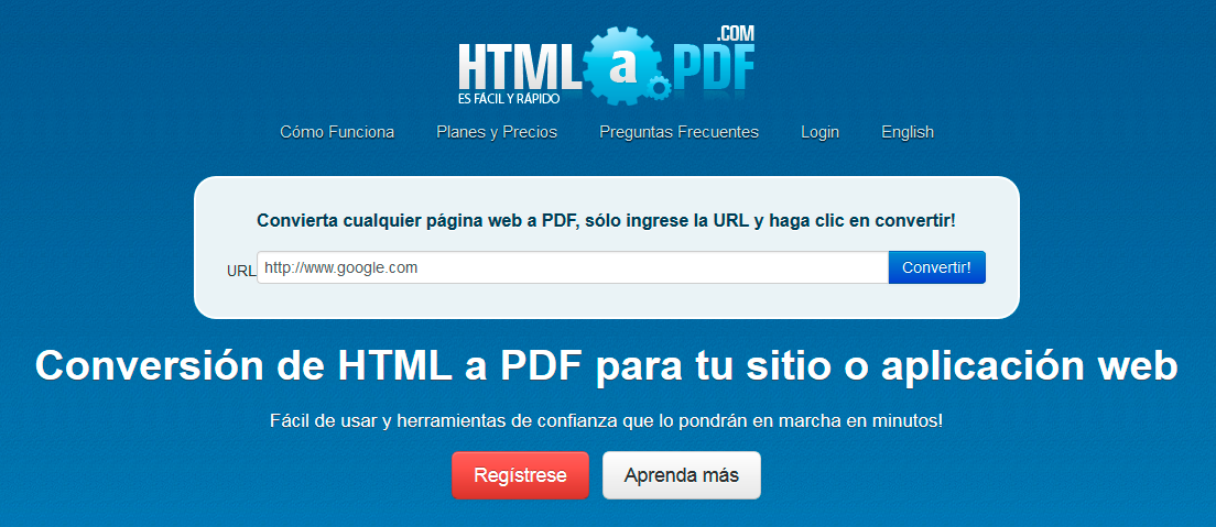 Conversión de HTML a PDF online