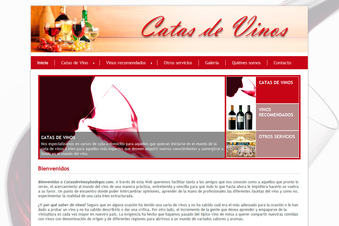 <strong>Página de inicio.</strong> Catas de Vinos - Home