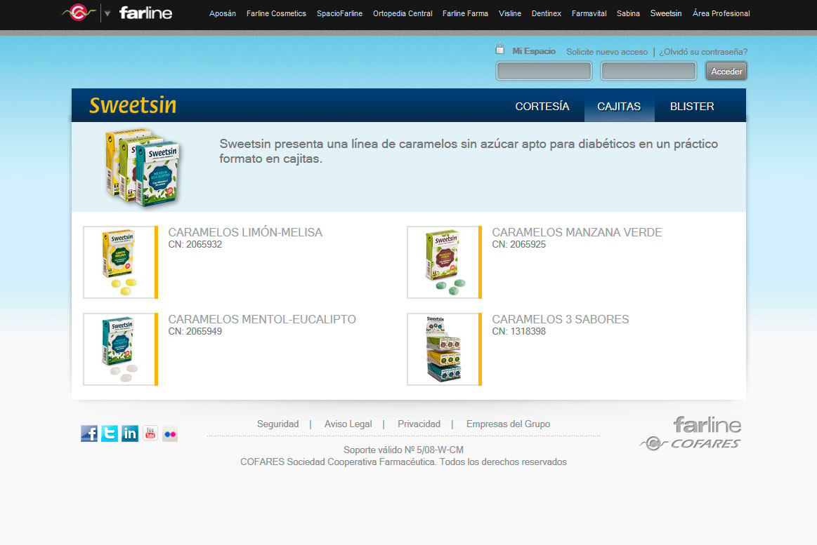 <strong>Sweetsin - Listado productos</strong> Cofares - Aposán