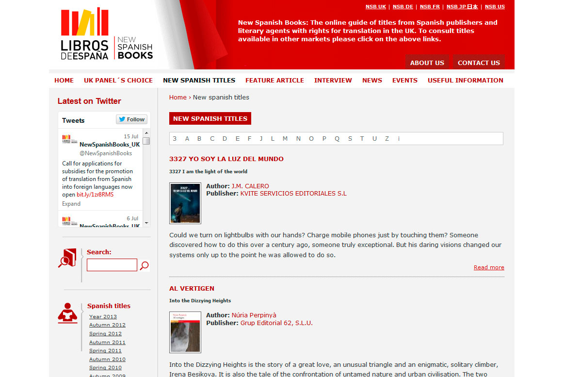 <strong>Sección New Spanish Titles.</strong><br>Listado de libros. New Spanish Book - Titles