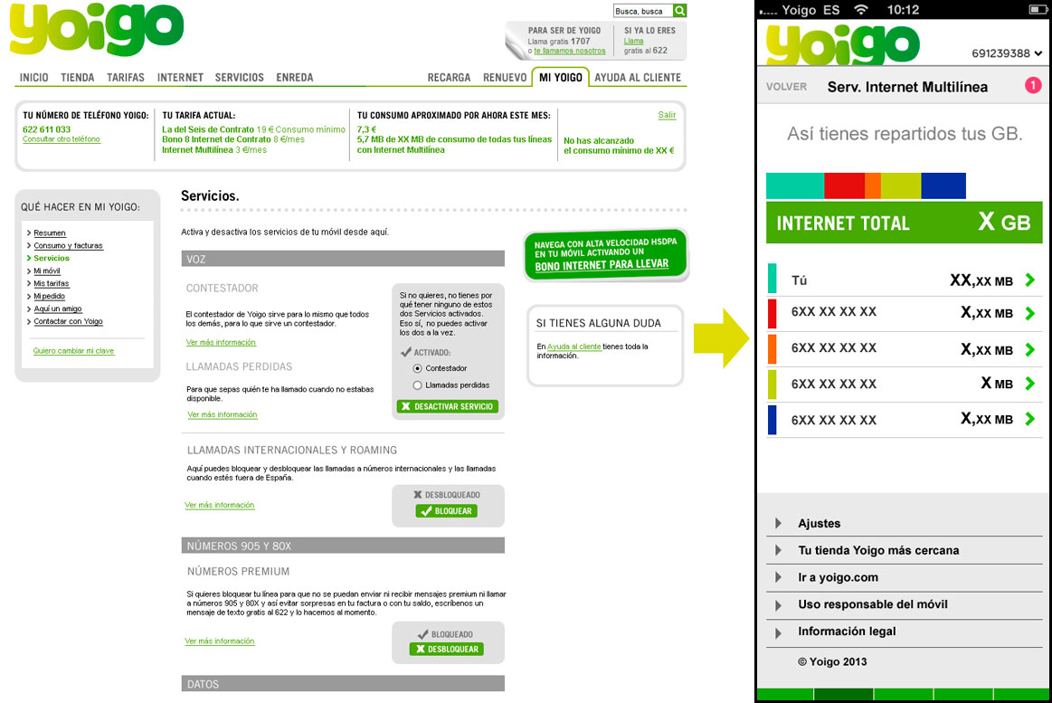 <strong>Servicios</strong> Yoigo - Servicios